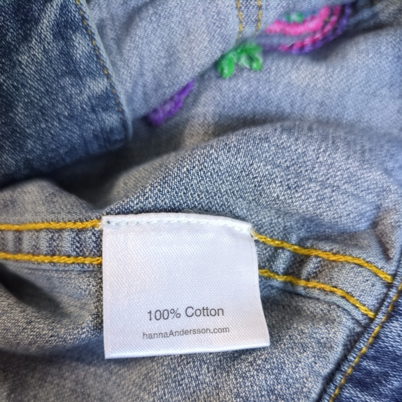 Hanna Andersson Girls Floral Embroidered Jean Jacket Size 12 (150cm)‎ - Picture 6 of 7